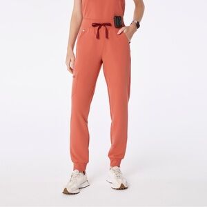 Figs High Waist Zamora Jogger Scrub Pants Nurse Doctor 3186 Terracotta Small